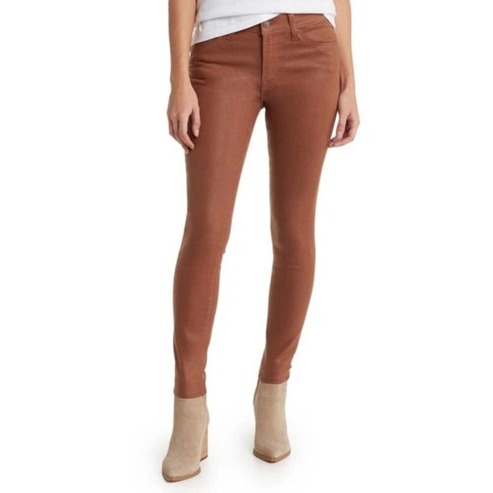 NEW HUDSON Natalie Midrise Super Skinny Coated Ankle Jean Desert Storm Size 4 26